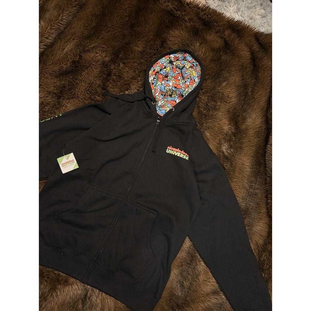 NWT Nickelodeon Universe American Dream Mall Sz Large Full Zip Hoodie Print Hood